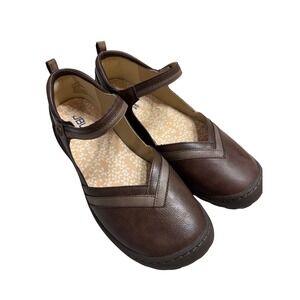 JBU Raven Brown Vega/ Leather Mary Jane Memory Foam Flats Shoes 9.5M Comfort EUC